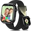 whraills 4G Smartwatch Bambini, Orologio Smartwatch Bambini GPS con Chiamate, Videochiamate, Chat Vocale, Modalità Scuola, Doppia Fotocamera, Sveglia, Contapassi, IP68, Smart Watch per Ragazzi e Ragazze, Nero