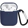 AKABEILA Cover AirPods Silicone, Custodia AirPods 2 in Silicone, Compatibile con Apple AirPods 2 & 1 Cover Custodia Protettiva Air Pods [LED Frontale Visibile] Moschettone Protettiva, Blu