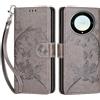 SIENIANLINE Cover per Honor X9A 5G custodia portafoglio Farfalla Grigio | 3 scomparti carte, 1 tasca banconote, Chiusura magnetica, Supporto, Pelle PU flip cover per Honor Magic5 Lite