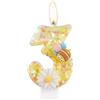 mciskin Candele di compleanno a fiore, numero 3 candele con ape per torta, decorazioni per il 3° compleanno delle ragazze, candele di compleanno gialle glitterate, candele per torta di miele per ragazze