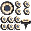 Flacchi Lampade solari da terra per esterni, 8 LED, impermeabili, per giardino, prato, ingresso, vialetto, cortile, bianco caldo, 12 pezzi