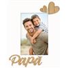 Instant Project Cornice Papà Legno Bianca Foto 10x15 Scritta Papà e Cuori Decorativi - Portafoto Fotografia Verticale con Vetro - Idea regalo Padre, Babbo, Compleanno, Natale, Festa del Papà