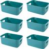 EURXLQ Cestini Portaoggetti Plastica Scatole Organizer con Manici,Contenitori per Armadio,Contenitore Plastica,Organizer Portaoggetti per Cucina Bagno Cosmetici (Verde, 30.5×20×12cm/6 Pack)