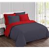 VISION Parure Copripiumino Reversibile 100% Cotone per Letto Matrimoniale - Rosso Antracite | 1 Copripiumino (200×200 cm) + 2 Federe (65×65 cm) | 57 Fili/cm² | Morbido e Confortevole | Oeko-Tex
