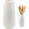 CiciIng Vaso in ceramica bianco alto 20cm superficie smerigliata, vasi di fiori moderni per la decorazione di tavoli interni, vasi decorativi per erba pampa, vaso boho per fiori freschi fiori secchi