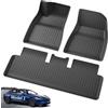 ASZSK [3 pezzi] Tappetini per Tesla Model 3 2024 2025, Tappeti in TPE per Tesla Model 3 Highland, Tappetino Antiscivolo e Impermeabile, Nero