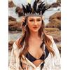 Zoestar Fascia per capelli con piume Corona Copricapo tribale indiano Costume da festival Copricapo Carnevale Fascinator Accessori per capelli per donne e ragazze
