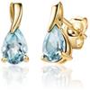 Miore Orecchini Donna Oro Giallo 9KT 375, Gocce di Topazio Blu Naturale, Orecchini anallergici, Confezionati in un Elegante Portagioie