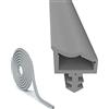 EUBSWA Guarnizione per Porta Contro Correnti D'aria, EUBSWA Qualità Gomma Guarnizione Porta per Stanza, Larghezza Scanalatura 4mm Profondità 7mm Piega 12mm, Grigio
