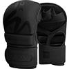 RDX guantoni da boxe uomo T15 Noir in pelle ConvEX Skin, guanti da kickboxing per MMA sparring & grappling, guanti MMA con palmo aperto, guantoni per allenamento sport da combattimento e MMA