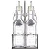 Kilner Set di 3 bottiglie di olio e aceto, 2 bottiglie di vetro da 0,3 l, con 2 beccucci in acciaio inox, struttura in metallo con maniglia, dispenser per olio d'oliva, condimenti e balsamici