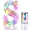 HIYAA Lettere luminose a LED glitterate, 18 colori cangianti, con diamante, luce notturna con telecomando, per ragazze, regalo di compleanno, bar, festa di nozze, Natale, San Valentino, decorazione da