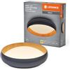 LEDVANCE LED ORBIS Livia con anello in metallo, decoro grigio/legno, 24W, 1200lm, 3000K, 430mm, 830 bianco caldo amichevole, dimmerabile in 3 livelli con un clic, IP20, viti/tasselli inclusi
