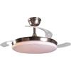 DRW Lampada Ventilatore da soffitto Cromato con Pale retrattili 3 Colori di luci e Telecomando Ø106 x 36 - 53 cm