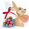 OTHERWISETRIVIAL Coniglio Decorativo in Legno 14 cm con Ovetti di Cioccolato Assortiti 100g, Set Regalo Pasquale (ROSA)