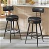 VASAGLE EKHO Collezione - Sgabelli Cucina Girevoli a 360° Set da 2, Sgabelli da Bar con Schienali, Rivestimento con Cucitura, Moderno di Metà Secolo, Altezza 65 cm, Nero Inchiostro LBC089B01