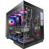 Mars Gaming MC-MIRAGE, Case Gaming ATX, Schermo LCD IPS 7,2" Personalizzabile, Vetro Temperato Continuo Frontale e Laterale, Struttura Doppia Camera, Supporto Raffreddamento Liquido fino 360mm, Nero