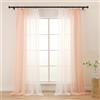 L.Z.E Set di 2 Tende Trasparenti con Cordoncino Ritorto - Rosa e Bianco - per Soggiorno, Bambino, Ragazza, Camera da Letto - in Voile Trasparente - 140 x 245 cm di Lunghezza (LZE2220T-PI245)