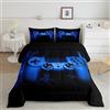 Loussiesd Set di biancheria da letto 200x200cm con Trapunta trapuntato per ragazzi e ragazzi con videogiochi, set di biancheria da letto per bambini, 3 pezzi, colore: nero