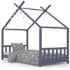 vidaXL Struttura letto per bambini in pino massiccio grigio 70 x 140 cm