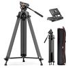 COMAN Treppiede per video, 188 cm, professionale, in metallo, resistente, con testa fluido di smorzamento regolabile, piastra QR a doppia modalità, compatibile con DJI RS Manfrotto (Q6 New Fluid Head)