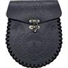 HiiFeuer Marsupio Nordico Goffrato in Ecopelle, Con Tasca Laterale, Stile che Ricorda il Medioevo, Marsupio Vintage per LARP Ren Faire (Dragon Nero)