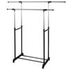 AKTIVE Max Home Appendiabiti regolabile in altezza, 150x440x160 cm, massimo 15 kg, con ripiano per scarpe, con ruote, con freno, doppia barra, estensibile, nero e acciaio (18806)