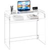 VEVOR Scrivania in Acrilico Trasparente, Rettangolare a 2 Livelli con Contenitore, Moderno Tavolino da Computer, per Camera da Letto, Isola Cucina, Ristorante, Ufficio, 40 x 85 x 75 cm, Trasparente