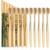Sumshy 10 Colori Spazzolini Bamboo, Spazzolino da Denti a Setole Morbide Senza BPA, Set di spazzolini da denti in bambù naturale ecologico (Adulto - 10 Beige)