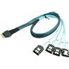 cablecc Slim Line SAS 4.0 SFF-8654 4i 38pin Host a 4 SATA 7pin Target Hard Disk Fanout Raid Cable 50cm SF-100-103-105-LIST. 4 da SFF-8654 a SATA