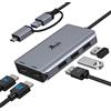 LIONWEI Hub USB HDMI Docking Station Dual Monitor, Adattatore Splitter Compatibile Con MacBook Pro/Air/M1/M2, Dell/HP - 3 Porte USB 2.0, 2 HDMI