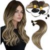 Moresoo Extension Capelli Veri Cheratina Balayage Marrone Scuro a Marrone Medio con Biondo Candeggino Extension Cheratina Shatush 60 cm #4/6/613 50 Ciocche 50g