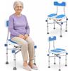 BAKAJI Sedia Sgabello da Doccia WC in Alluminio Altezza Regolabile 83-93 cm per Anziani