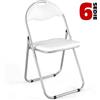 BAKAJI Set 6 Pezzi Sedie Imbottite Pieghevoli Colore Sedia Bianco Struttura Silver