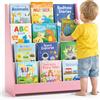BAKAJI Libreria Montessoriana Rosa in Legno Scaffale Porta Libri per Bambini 80x30x88cm