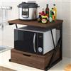 BAKAJI Scaffale Mensola Cucina Mobiletto Porta Microonde Cassetto Metallo Legno Noce