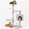 BAKAJI Albero Tiragraffi Gatti Parco Giochi Cuccia Graffiatoio gatto 112cm Grigio Chiar
