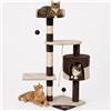 BAKAJI Albero Tiragraffi Gatti Parco Giochi Cuccia Graffiatoio gatto 112cm Marrone Crem