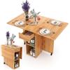 Shally Dogan Tavolo da Pranzo Pieghevole Salvaspazio Legno 2 Ruote Casa Ufficio 120x77x75cm