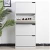 BAKAJI Scarpiera 4 Ante Ripiani Doppia Profondita Legno MDF 63x24x150 Bianco Frassinato