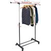 BAKAJI Stand Appendiabiti Singolo in Acciaio con Ruote Aste Telescopiche Regolabile PU