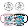 Hojalis Set di tazze da caffè per mamma e papà, con 1 moneta decisionale su entrambi i lati, tazze per mamma e papà, regalo di gravidanza per mamma in attesa, regalo di coppia per genitori per il