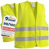 Upgrade4cars Giubbotto Catarifrangente Auto Gilet Alta visibilità Omologato 4 Pezzi Set Famiglia Uomo Donna | EN ISO 20471 CE | Giallo Fluo Taglia Unica Regolabile Fino a XXL Poliestere