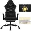 WOLTU Sedia Gaming con Massaggiatore, Poltrona Ufficio Ergonomica, Sedia da Scrivania reclinabile, Poggiatesta,Supporto Lombare, 150 kg, Tessuto tecnologico, Nero+Grigio
