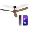 KLARSTEIN Smart Ventilatore da Soffitto Senza Luce, 152 cm, Silenzioso a Risparmio Energetico, Controllo Intelligente con Telecomando/Comando Vocale/App, 6 Velocità, Modalità Estate/Inverno, Noce