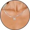 Esmoly Iniziale Collana Donna Argento Oro 14K Choker Donna con 26 Lettera A-Z Regalo Compleanno Donna 16+2 Inches (Argento H)
