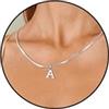 Esmoly Iniziale Collana Donna Argento Oro 14K Choker Donna con 26 Lettera A-Z Regalo Compleanno Donna 16+2 Inches (Argento A)