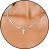 Esmoly Iniziale Collana Donna Argento Oro 14K Choker Donna con 26 Lettera A-Z Regalo Compleanno Donna 16+2 Inches (Argento T)