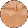 Esmoly Iniziale Collana Argento Oro 14K Choker Donna con 26 Lettere A-Z Regalo Compleanno 16+2 Inches (Oro B)