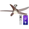 KLARSTEIN Bolero Ventilatore da Soffitto con Luce e Telecomando - 132cm, 6 Velocità, Modalità Estiva/Invernale, Silenzioso, Smart App, Design Elegante, Montaggio Flessibile, Noce